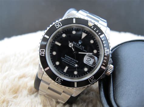 rolex submariner black arab 3'6.9 blue w 1993|1993 Rolex Submariner Tritium Dial Ref. 16610 (Full Set) .